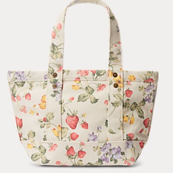 NWT Polo RALPH LAUREN Floral Big Pony Canvas Mini Tote new with tag - Picture 4 of 10